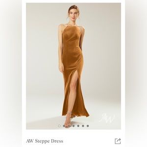 Gold velvet bridesmaid dress